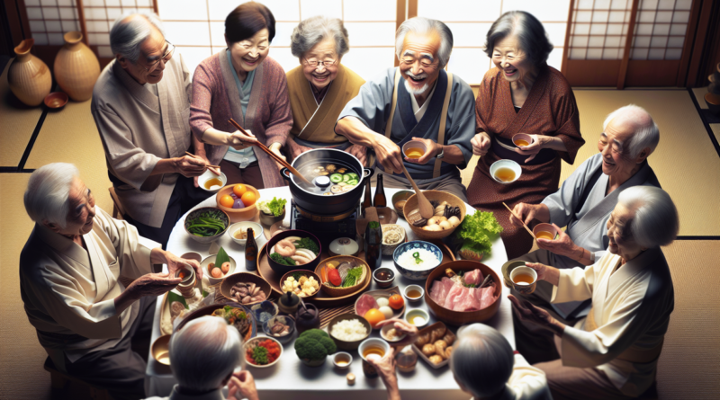 alt_text: Warga Jepang berbagi kebiasaan sehat dan makanan tradisional untuk hidup lebih lama.
