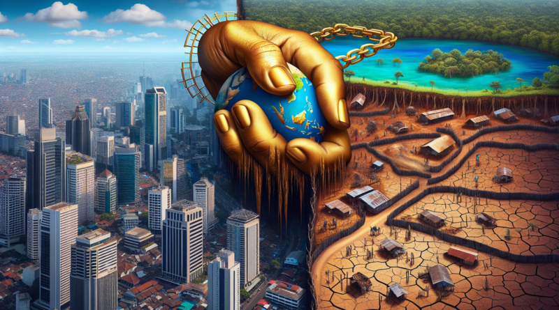 alt_text: Jalan penuh hambatan simbolis menghalangi aliran dana untuk aksi perubahan iklim.