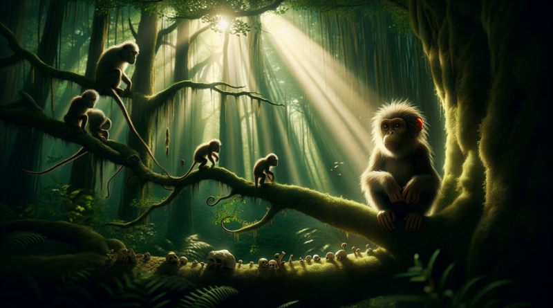 alt_text: Ilustrasi evolusi manusia menunjukkan hilangnya ekor sebagai bagian dari perubahan biologis.