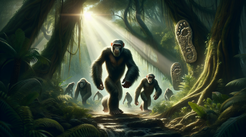 alt_text: Ilustrasi evolusi manusia dari primata berekor hingga manusia tanpa ekor.