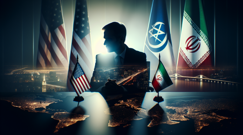 alt_text: Ilustrasi gencatan senjata AS–Iran dengan Israel yang berperan sebagai pengamat di belakang.