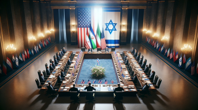 alt_text: Pertemuan diplomatik AS-Iran diiringi mediasi untuk gencatan senjata di wilayah Israel.