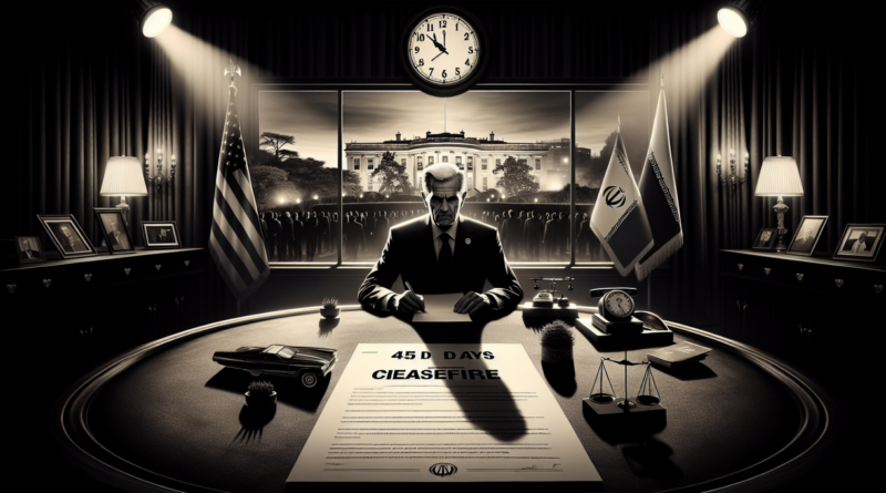 alt_text: Ketegangan diplomatik saat negosiasi gencatan senjata di konflik Timur Tengah berlanjut.