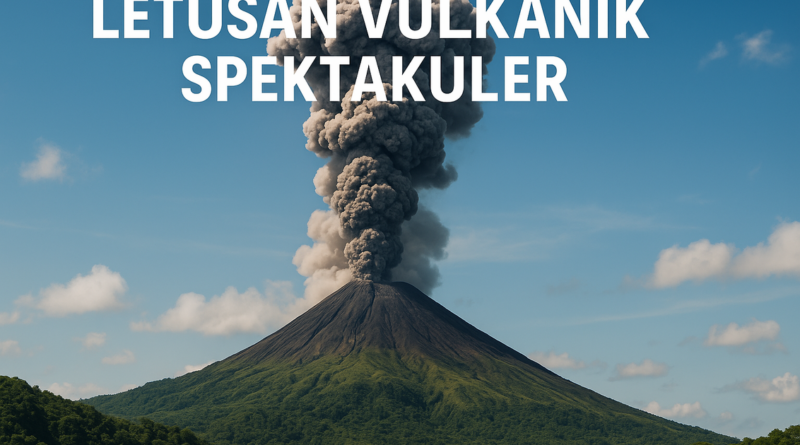 alt_text: Pemandangan dekat erupsi Dukono, menunjukkan letusan dan abu vulkanik di udara.
