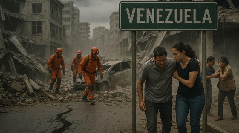 alt_text: Kerusakan gedung akibat gempa di Venezuela mencerminkan dampak besar pada masyarakat setempat.